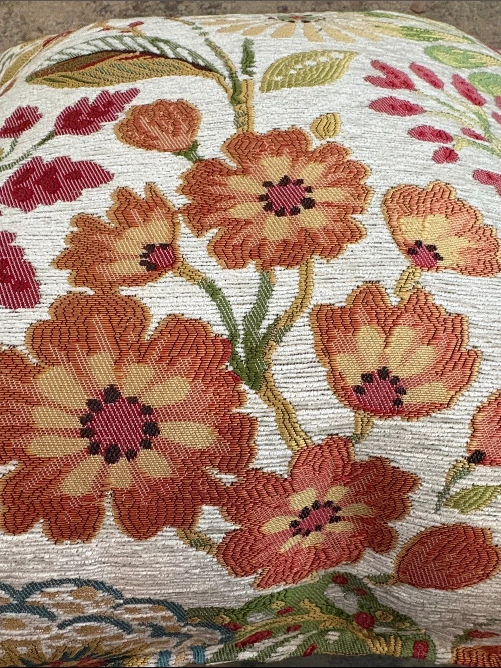 Floral Embroidered Toss Pillow - Multi fall colors 19” square